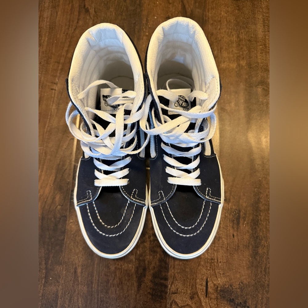 Vans Sk8-Hi Sneakers in Dark Blue and White